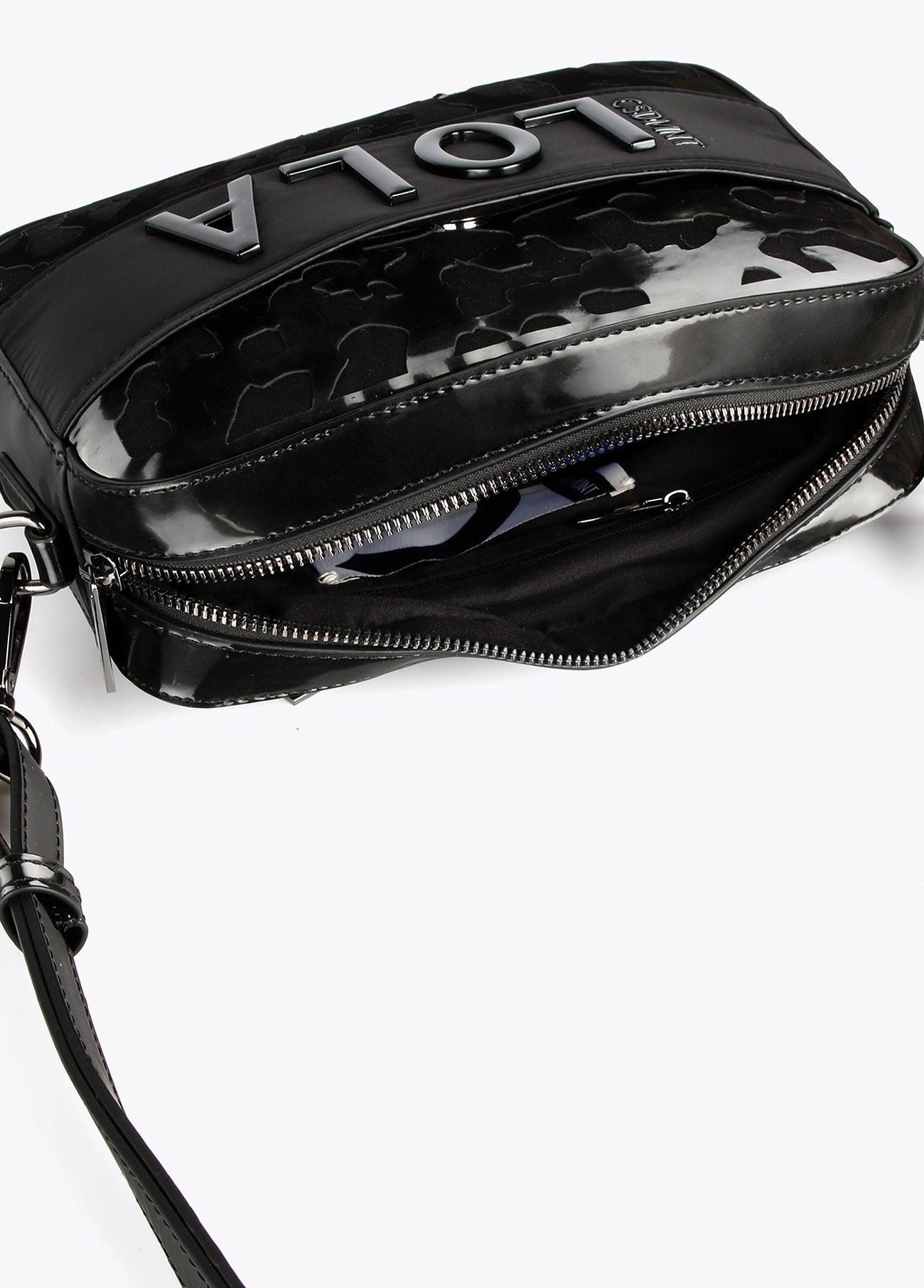 12424004-Animal print crossbody bag-Black