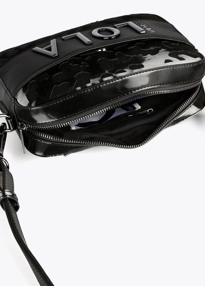 12424004-Animal print crossbody bag-Black