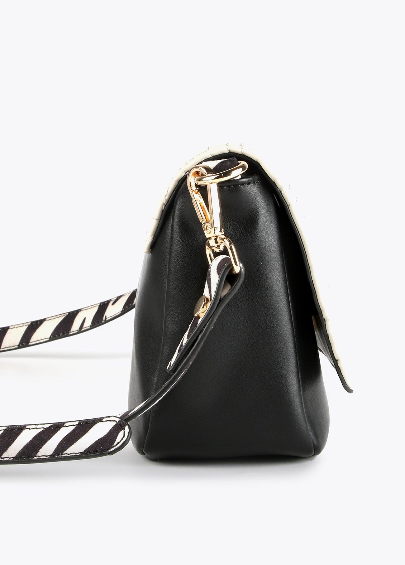 12427004-Two-tone animal print crossbody bag-Black