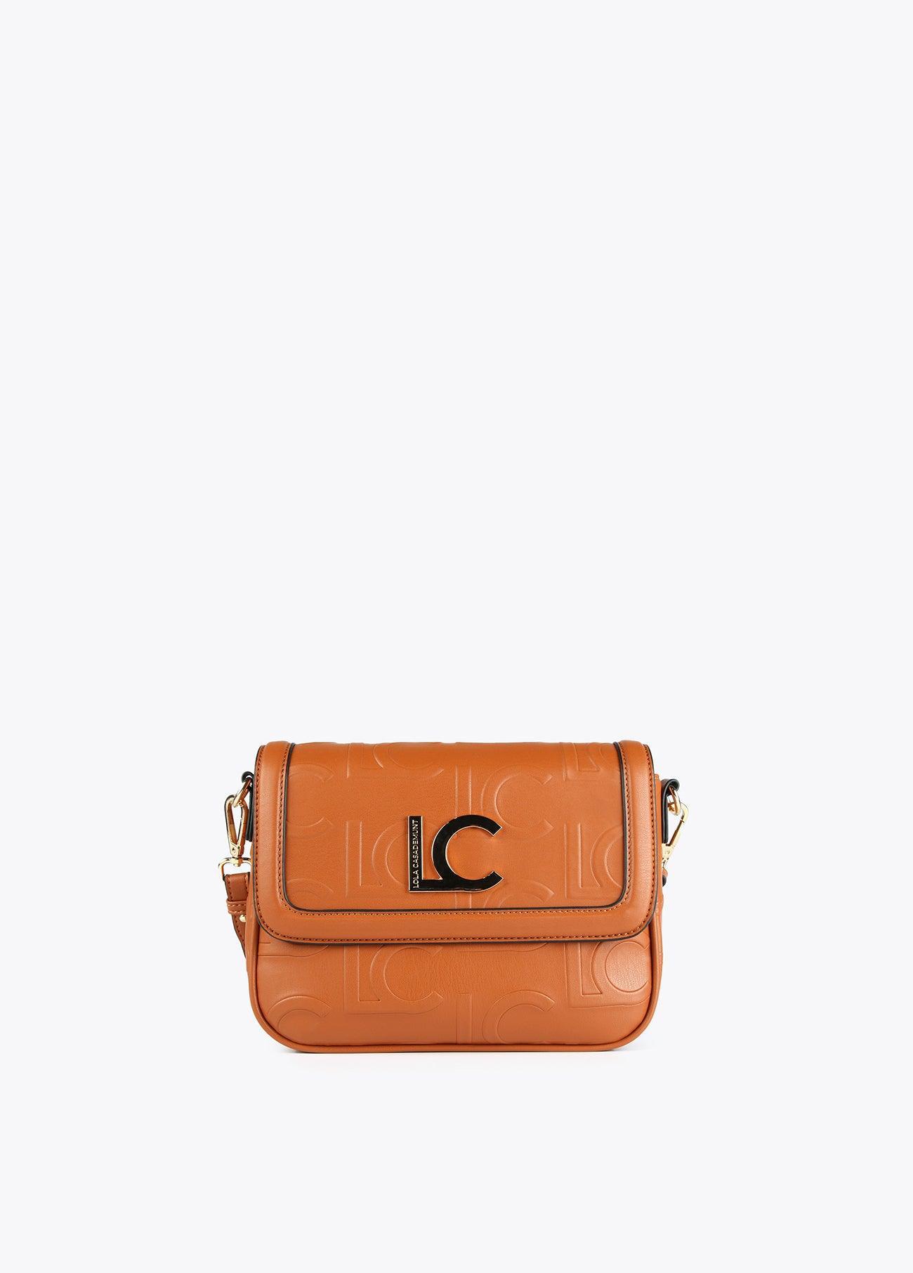 12427007-Logo crossbody bag with flap-Camel