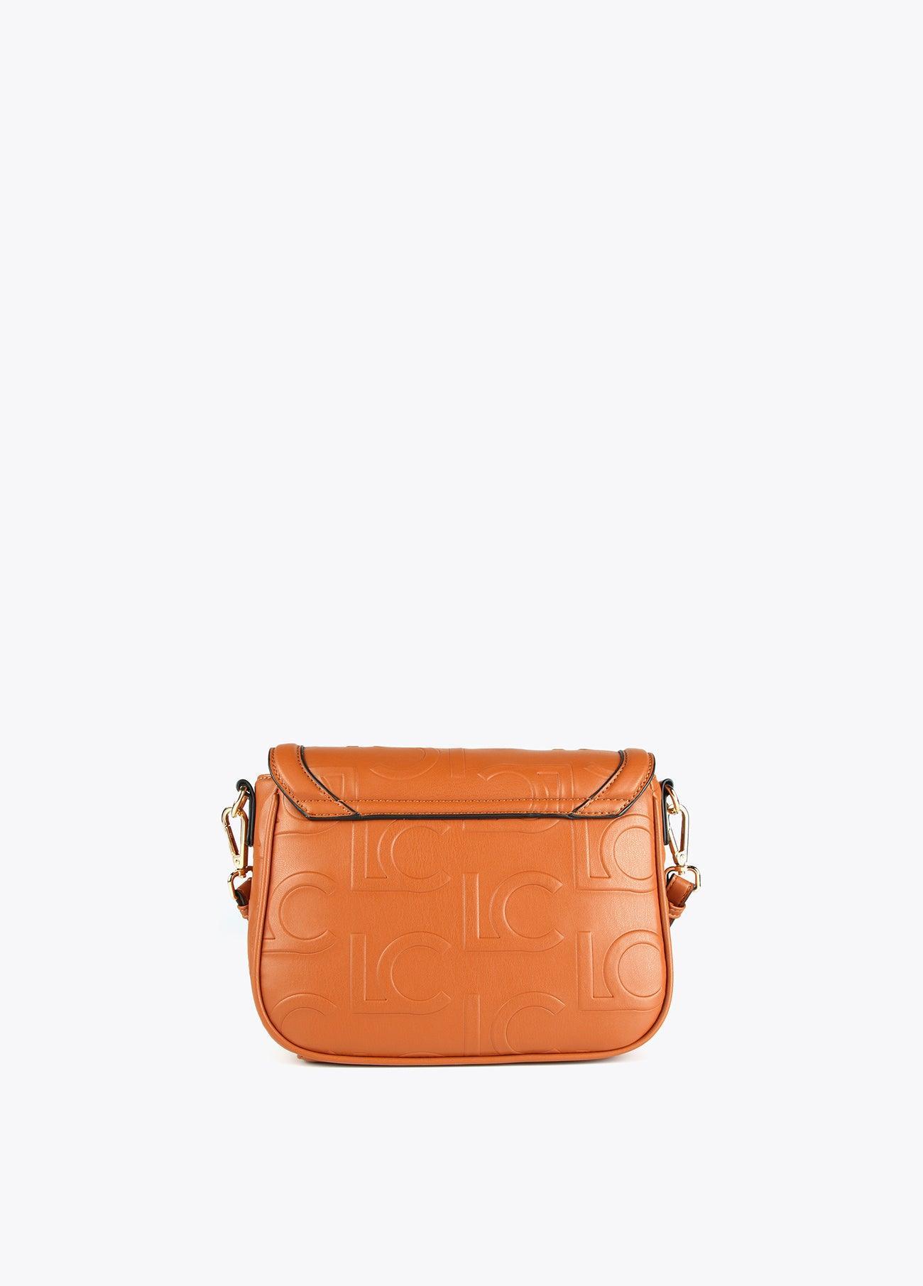 12427007-Logo crossbody bag with flap-Camel