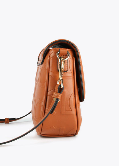 12427007-Logo crossbody bag with flap-Camel