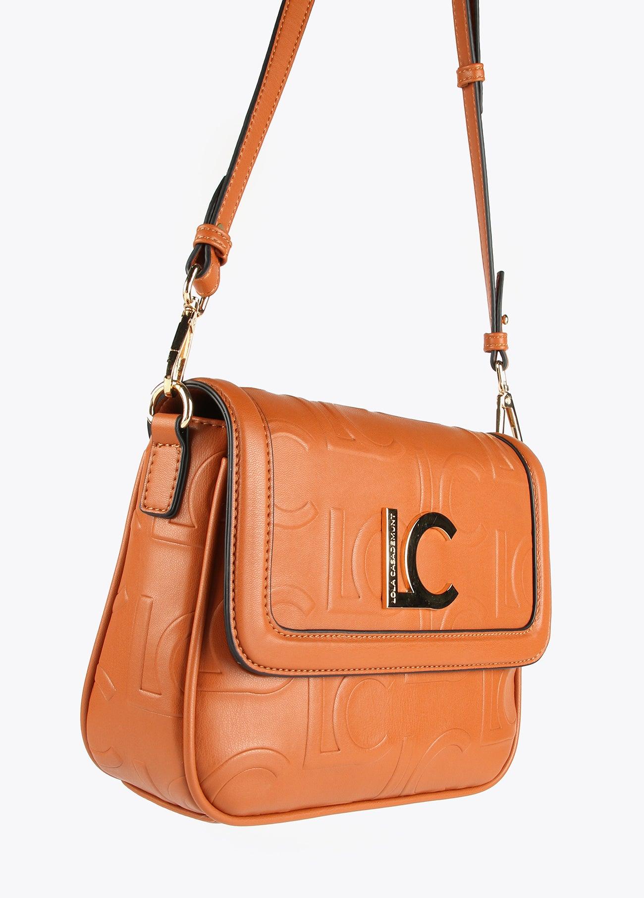 12427007-Logo crossbody bag with flap-Camel