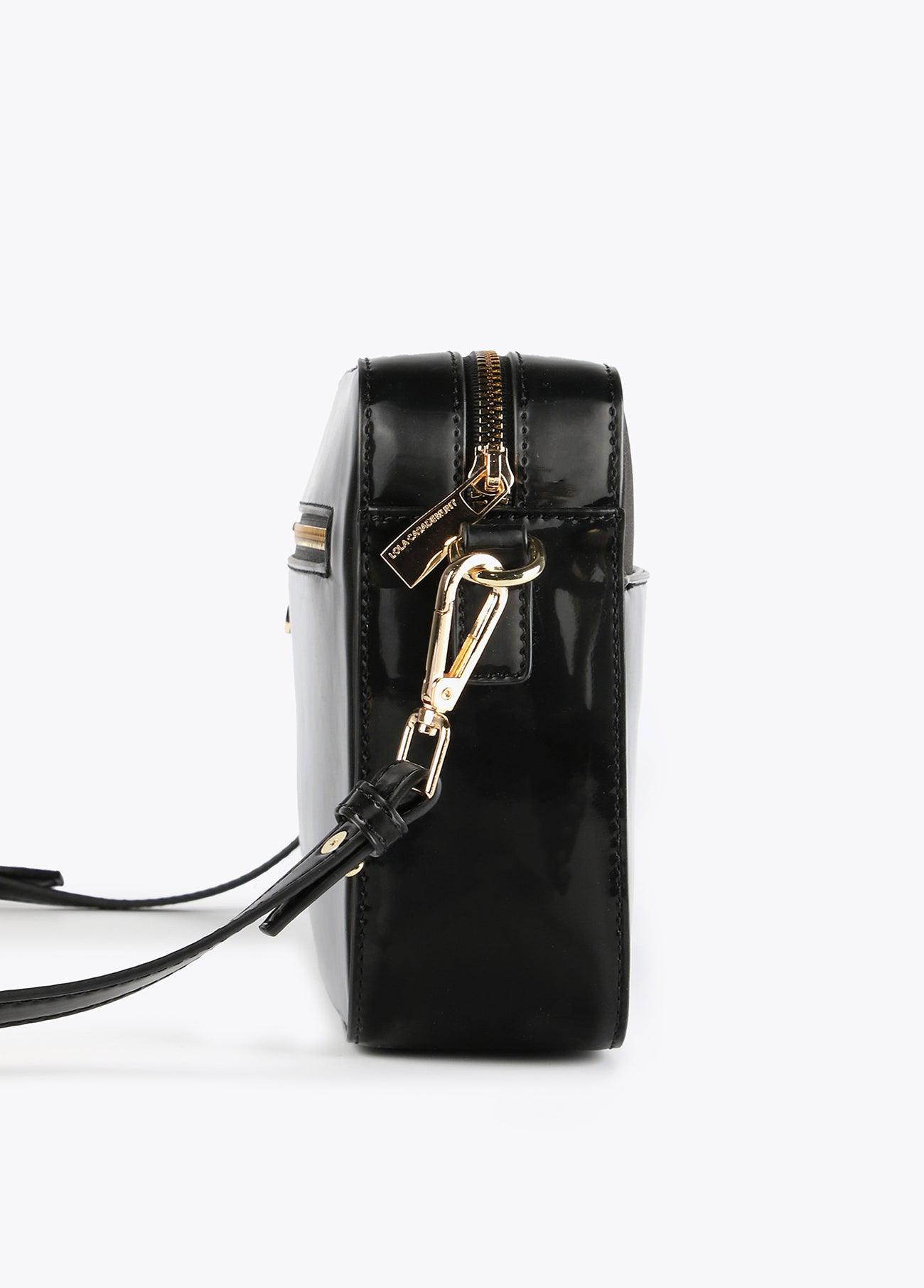 12427008-Laminated effect crossbody bag-Black