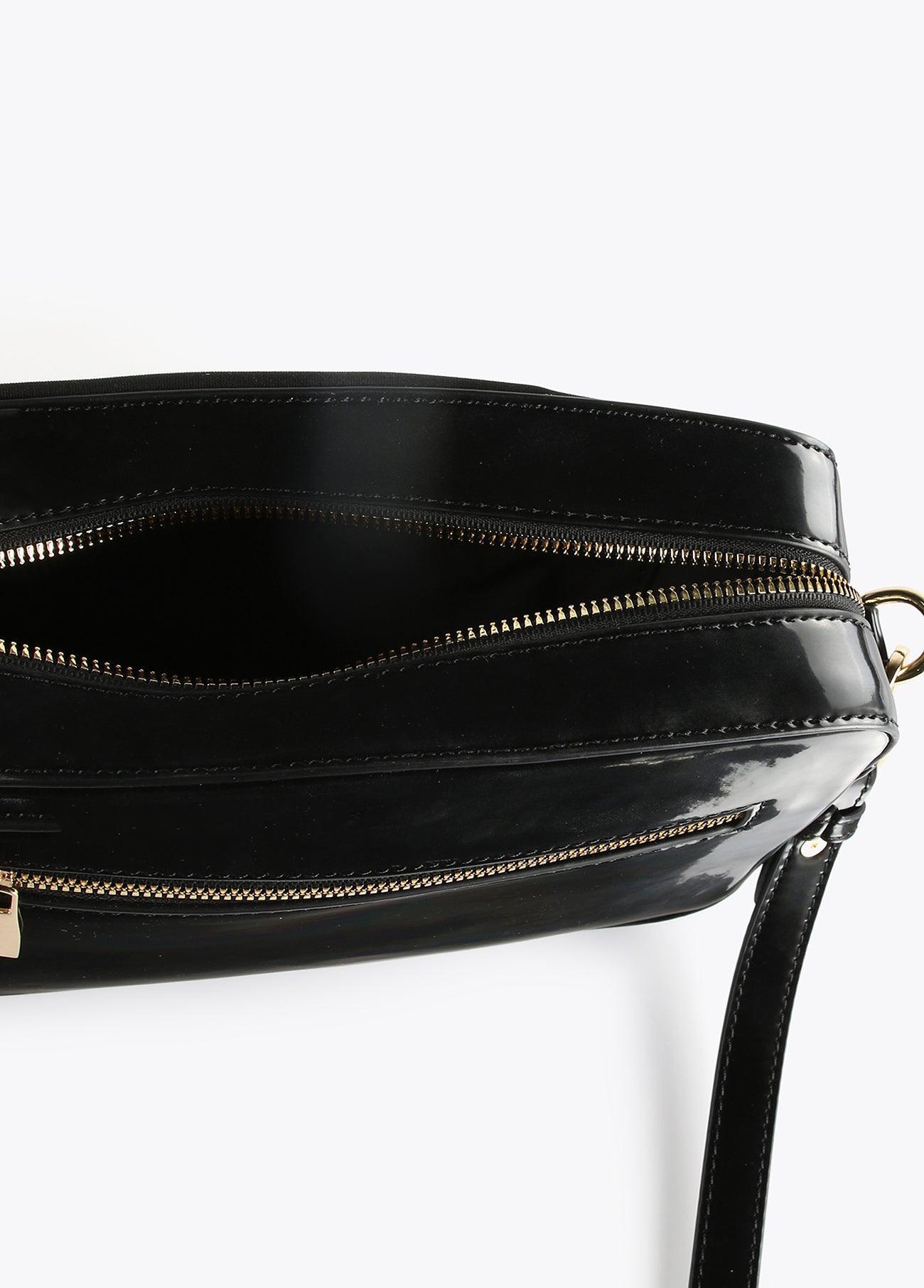 12427008-Laminated effect crossbody bag-Black