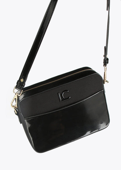 12427008-Laminated effect crossbody bag-Black
