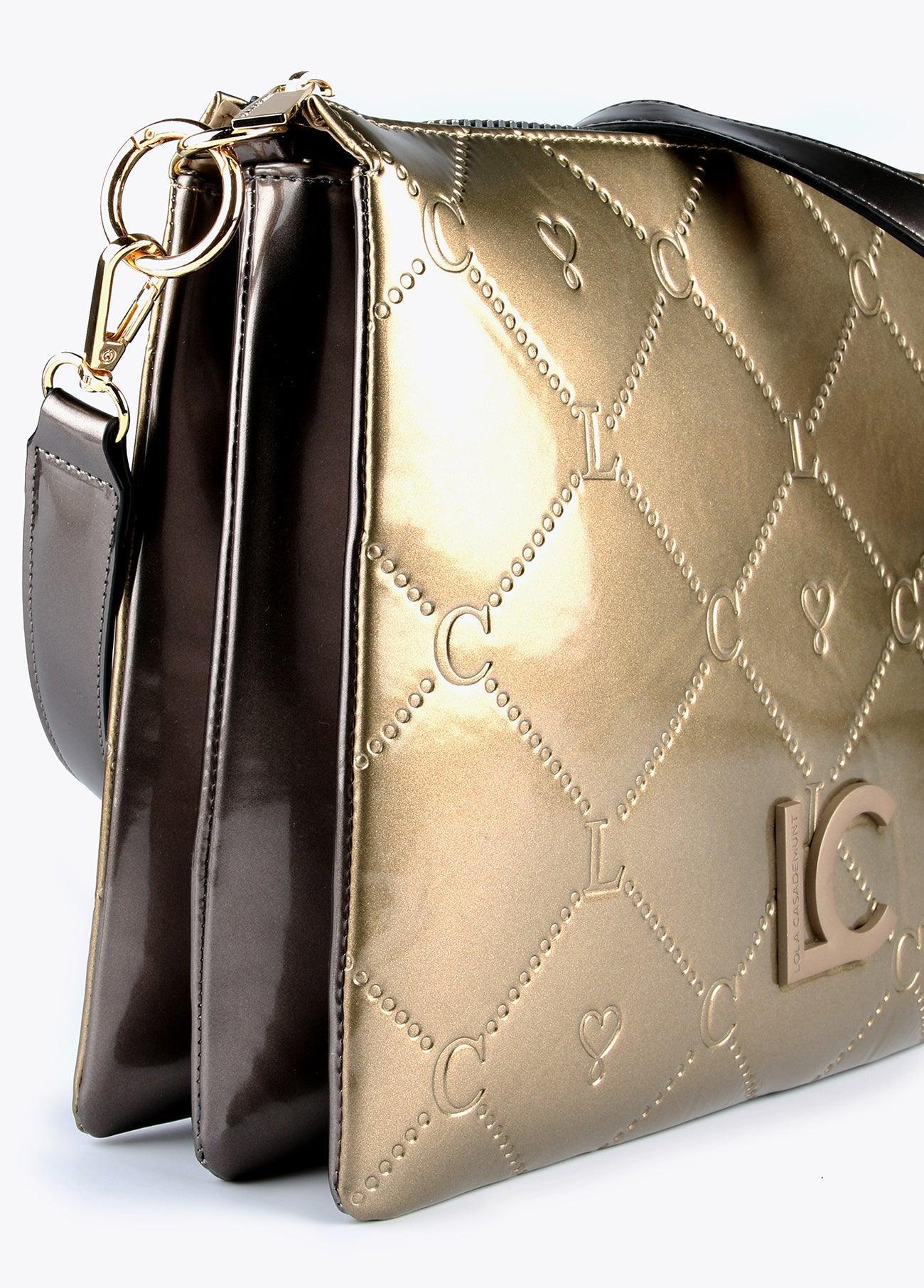 12427013-Patent leather crossbody bag-Golden
