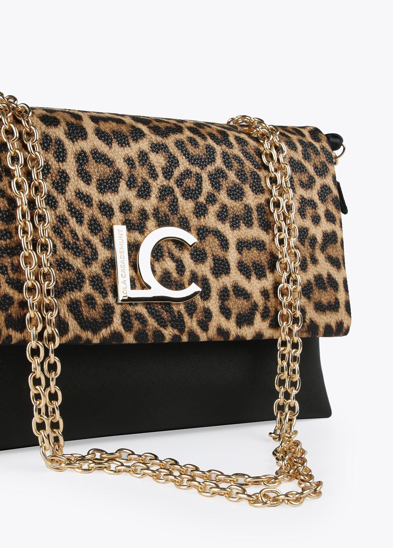 12427014-Animal print faux saffiano leather crossbody bag-Black