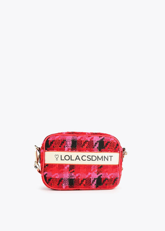 12427019-Houndstooth crossbody bag-Red
