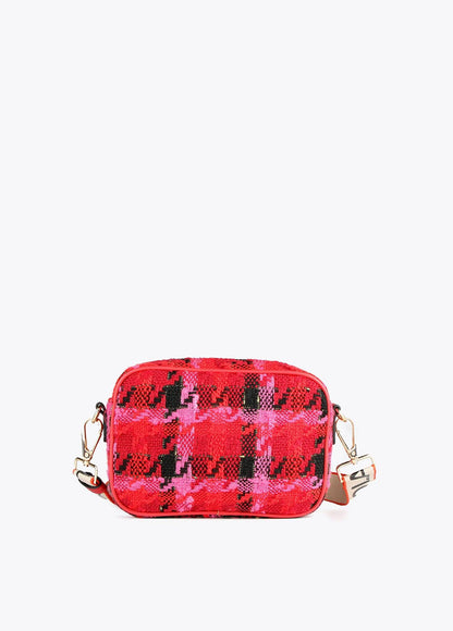12427019-Houndstooth crossbody bag-Red