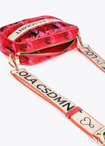 12427019-Houndstooth crossbody bag-Red