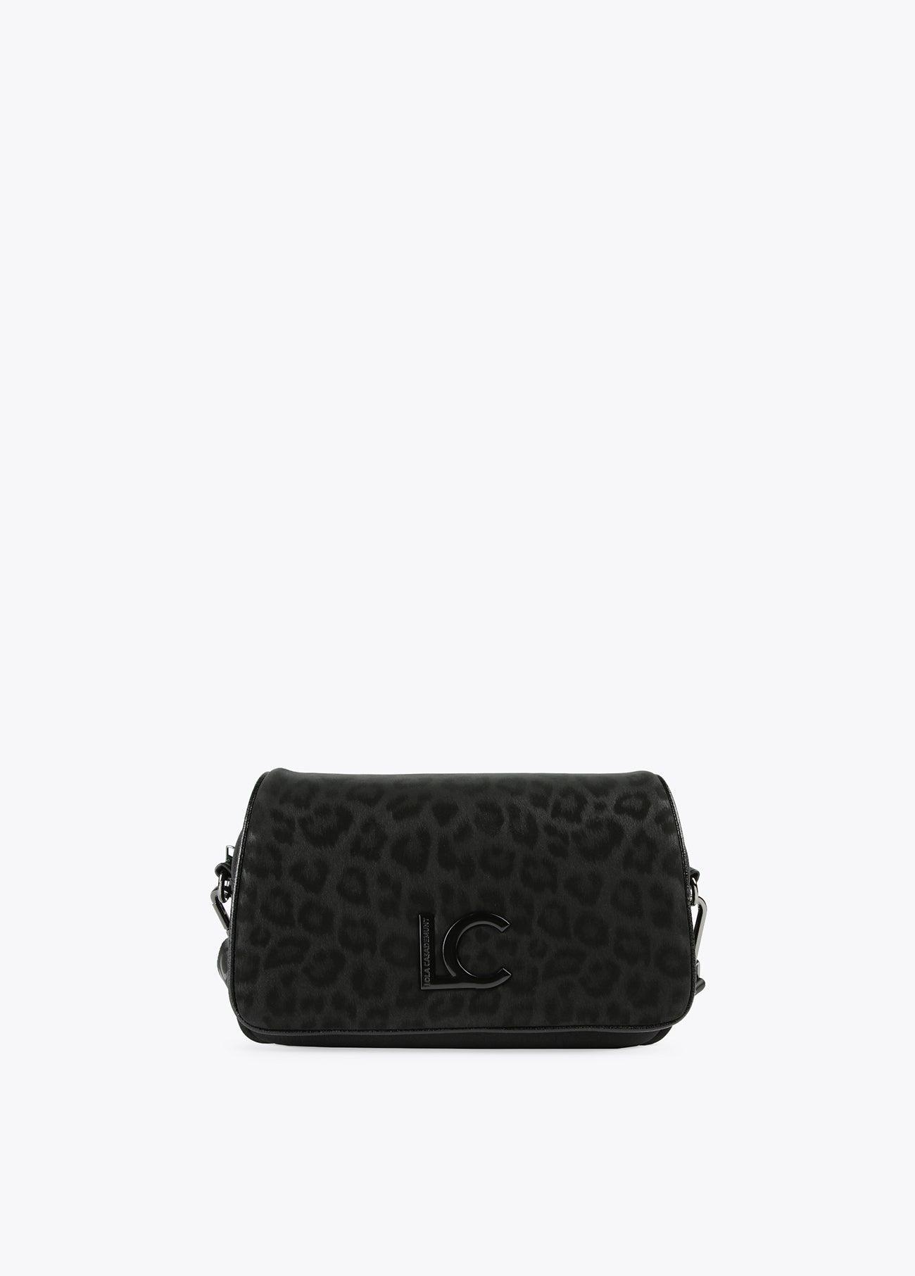 12427022-Neoprene and animal print crossbody bag-Black