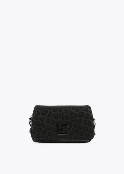 12427022-Neoprene and animal print crossbody bag-Black