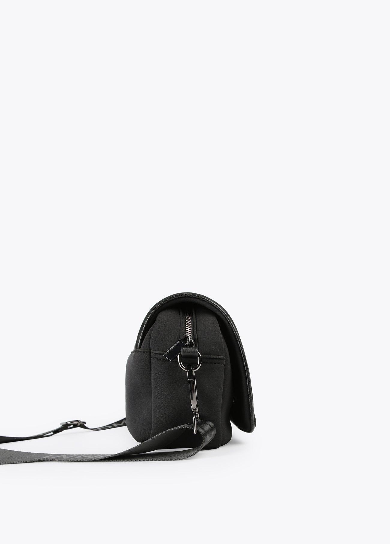 12427022-Neoprene and animal print crossbody bag-Black