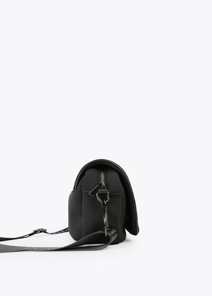 12427022-Neoprene and animal print crossbody bag-Black