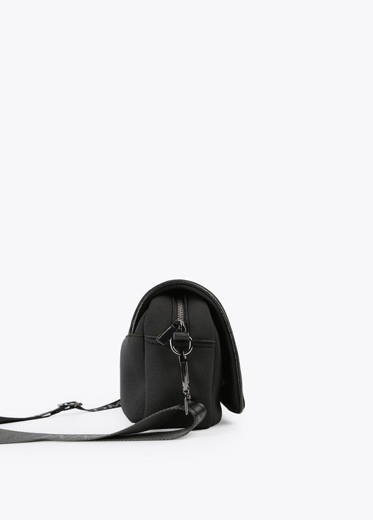 12427022-Neoprene and animal print crossbody bag-Black