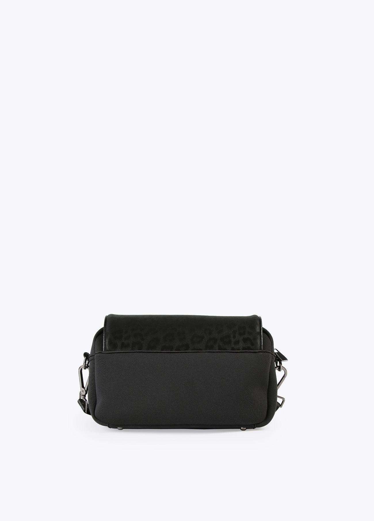 12427022-Neoprene and animal print crossbody bag-Black