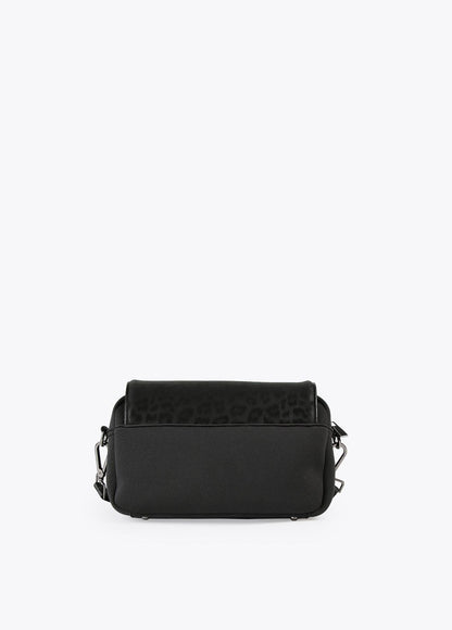 12427022-Neoprene and animal print crossbody bag-Black