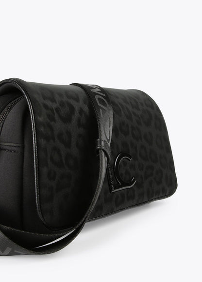 12427022-Neoprene and animal print crossbody bag-Black