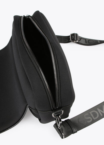 12427022-Neoprene and animal print crossbody bag-Black