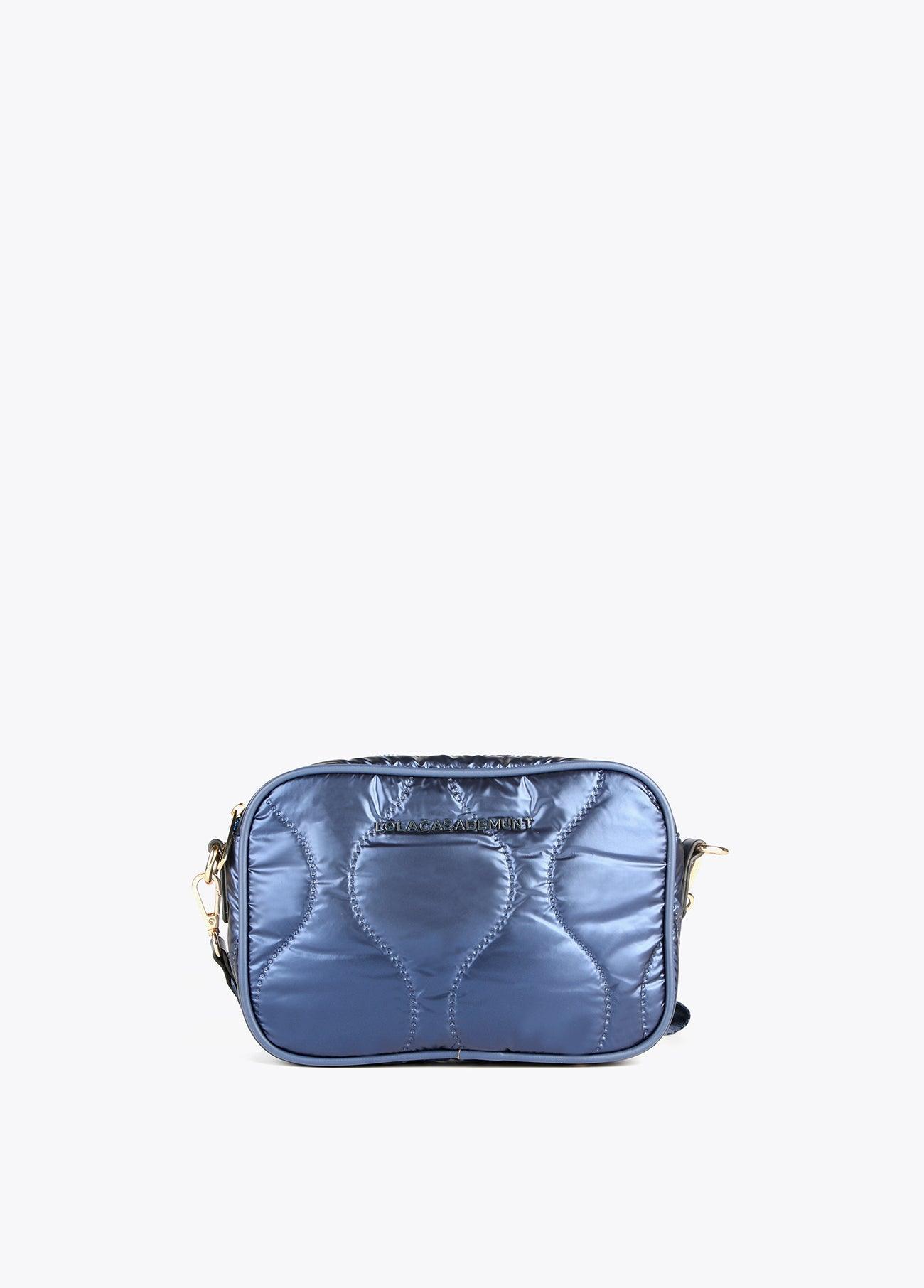 12427025-Quilted and metallic crossbody bag-Blue