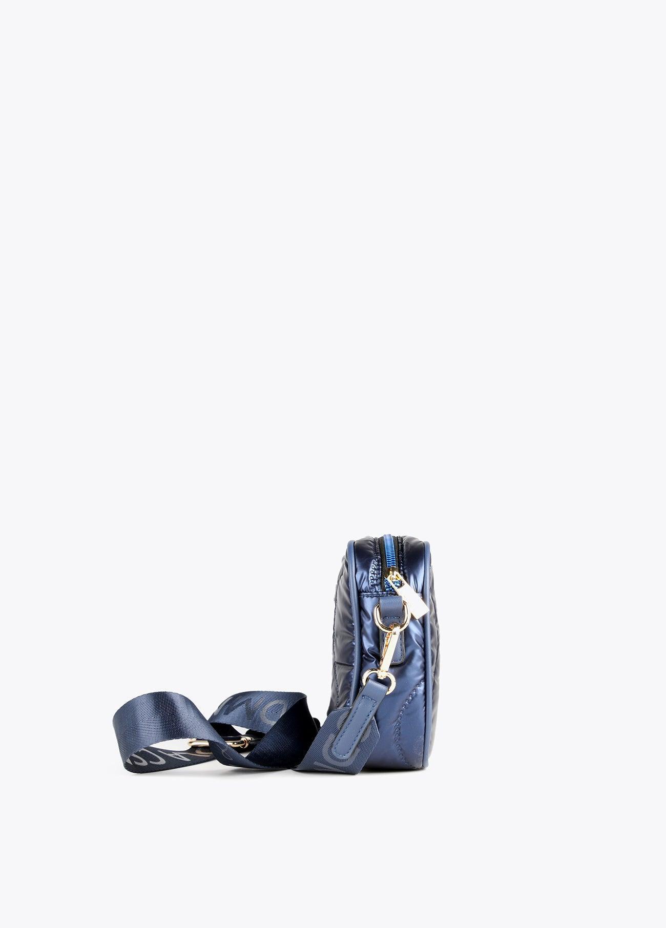 12427025-Quilted and metallic crossbody bag-Blue