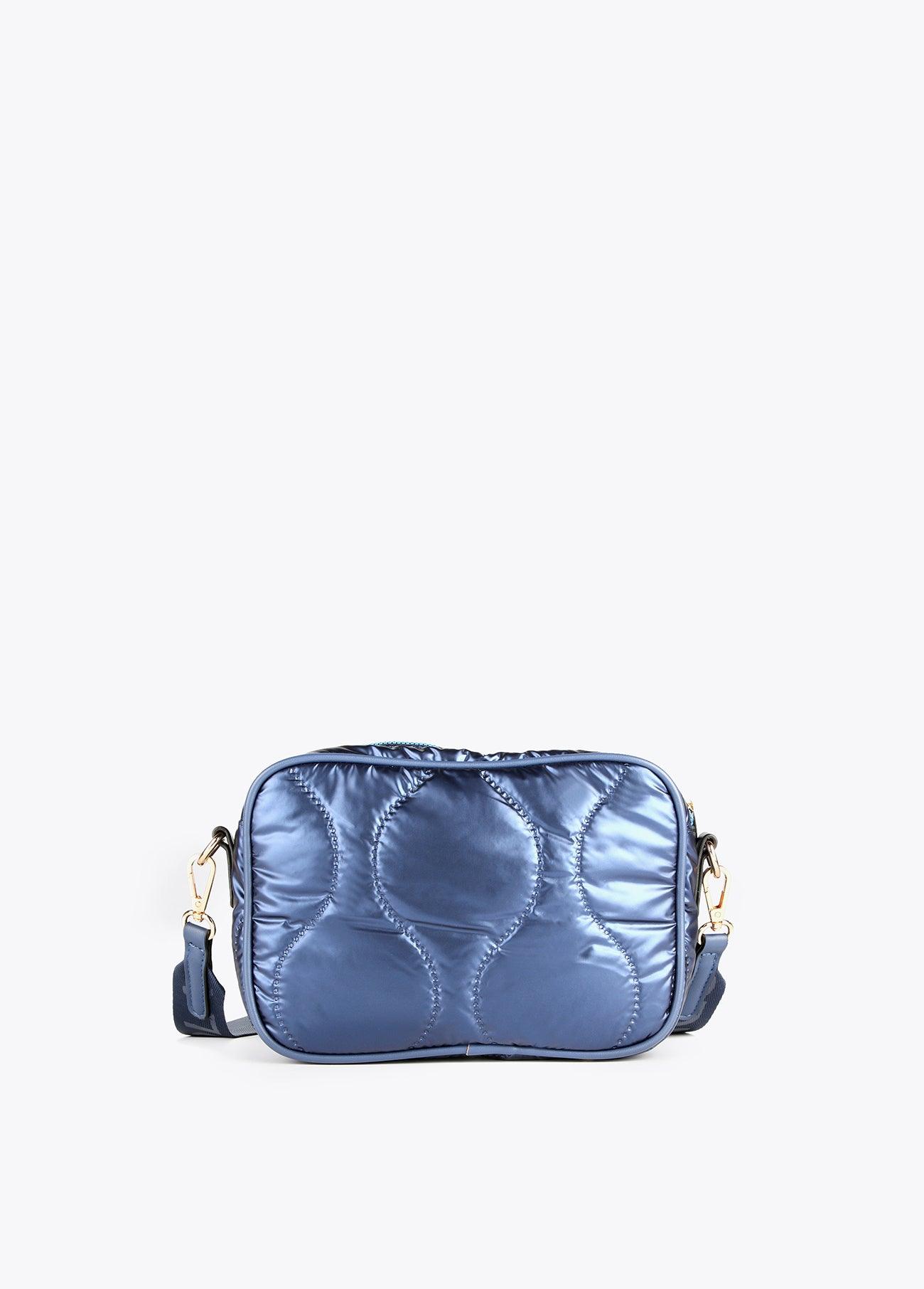 12427025-Quilted and metallic crossbody bag-Blue
