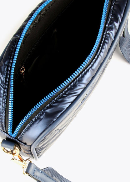 12427025-Quilted and metallic crossbody bag-Blue