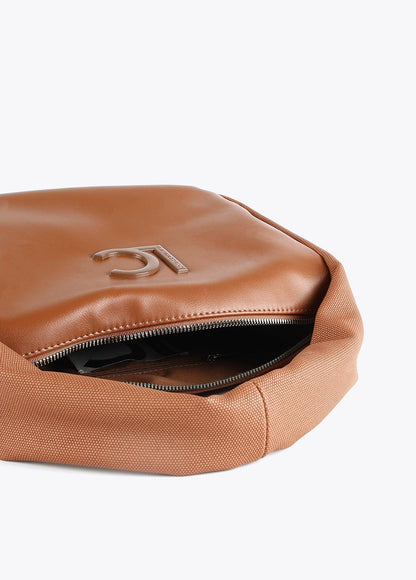 12427028-Contrast textures crossbody bag-Camel