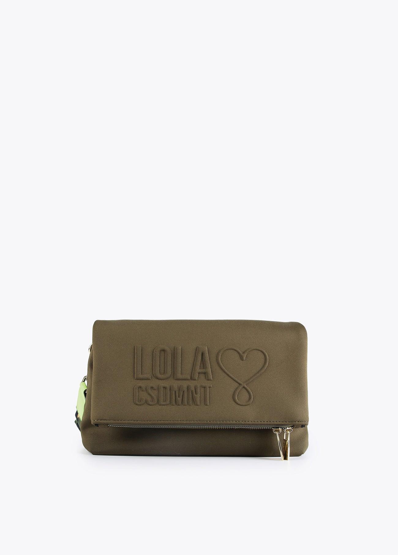 12427029-Neoprene crossbody bag with logo-Kaki