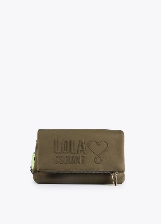 12427029-Neoprene crossbody bag with logo-Kaki