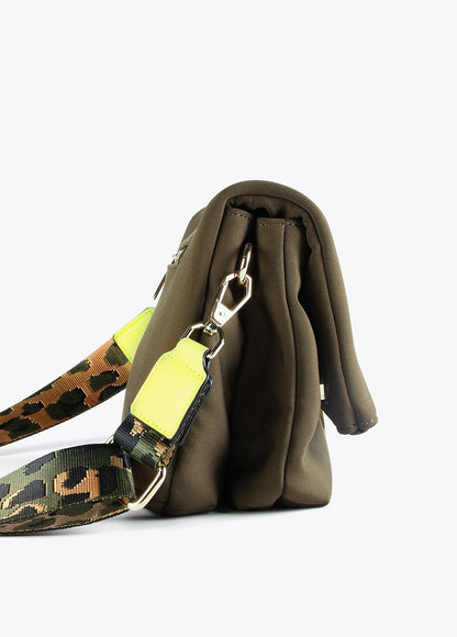 12427029-Neoprene crossbody bag with logo-Kaki