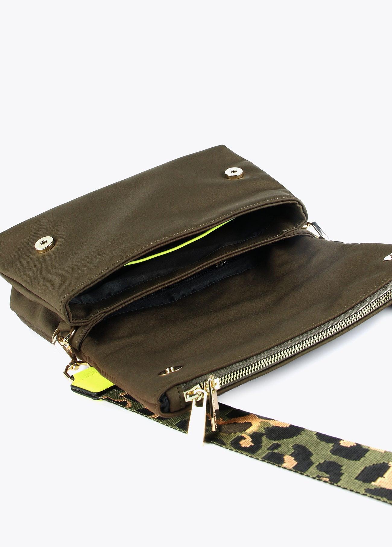 12427029-Neoprene crossbody bag with logo-Kaki