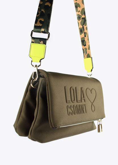 12427029-Neoprene crossbody bag with logo-Kaki