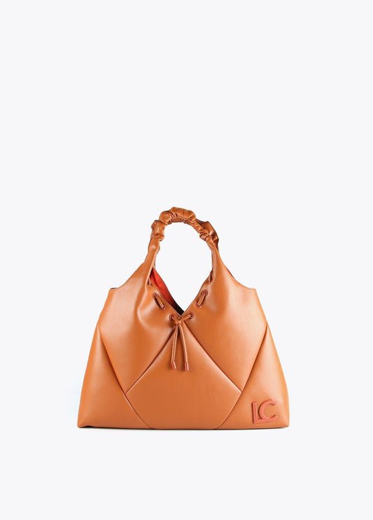 12428012-Tote bag with crinkle-effect handle-Camel