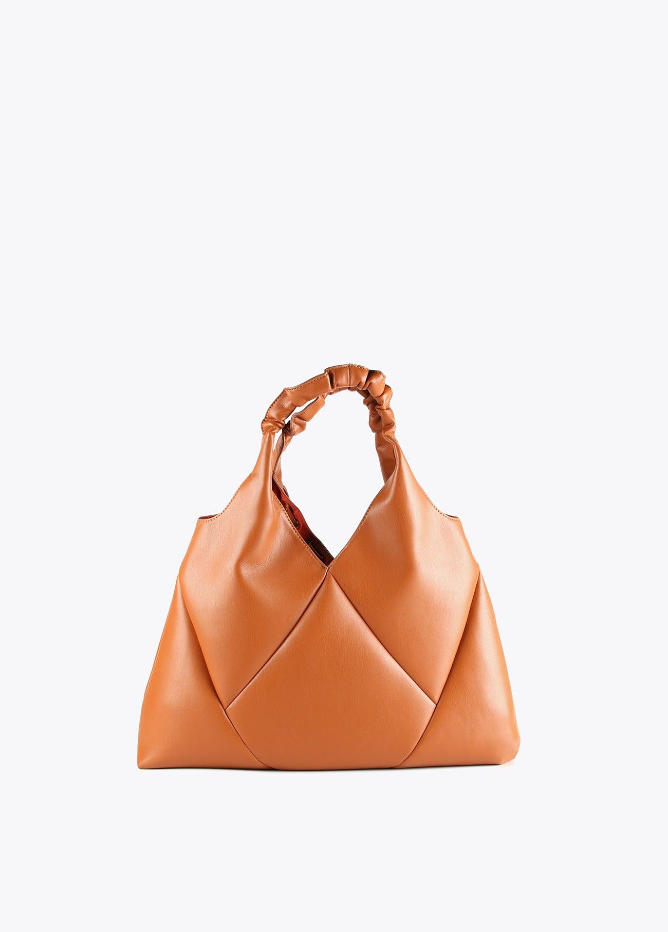 12428012-Tote bag with crinkle-effect handle-Camel