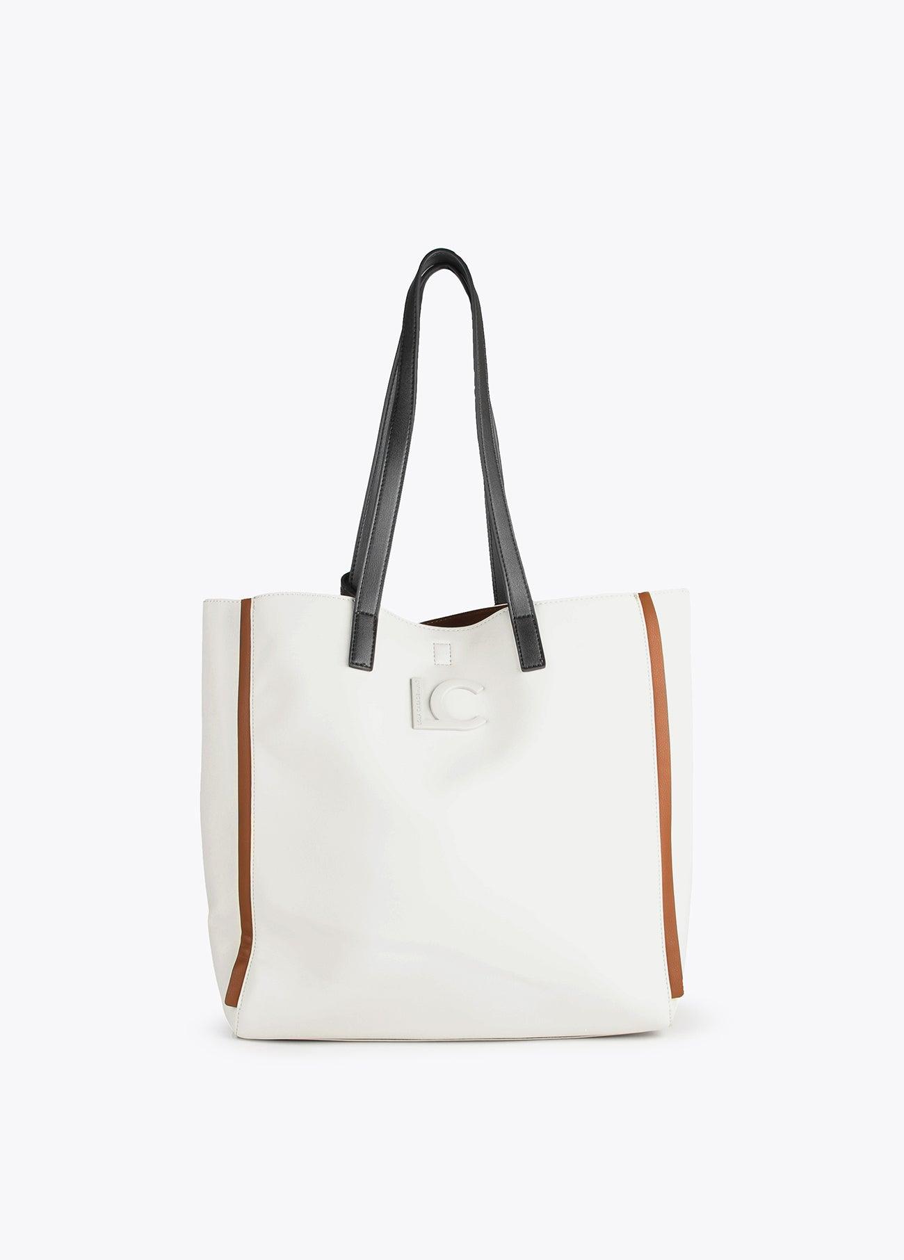 12428018-Rectangular tote bag with contrast piping-Raw