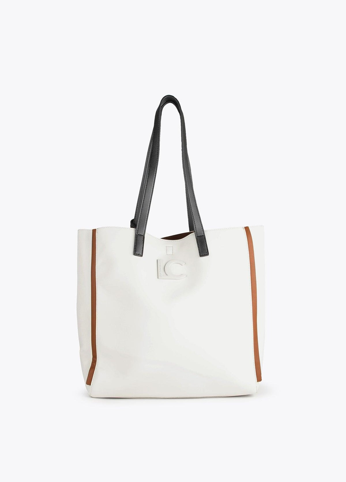 12428018-Rectangular tote bag with contrast piping-Raw