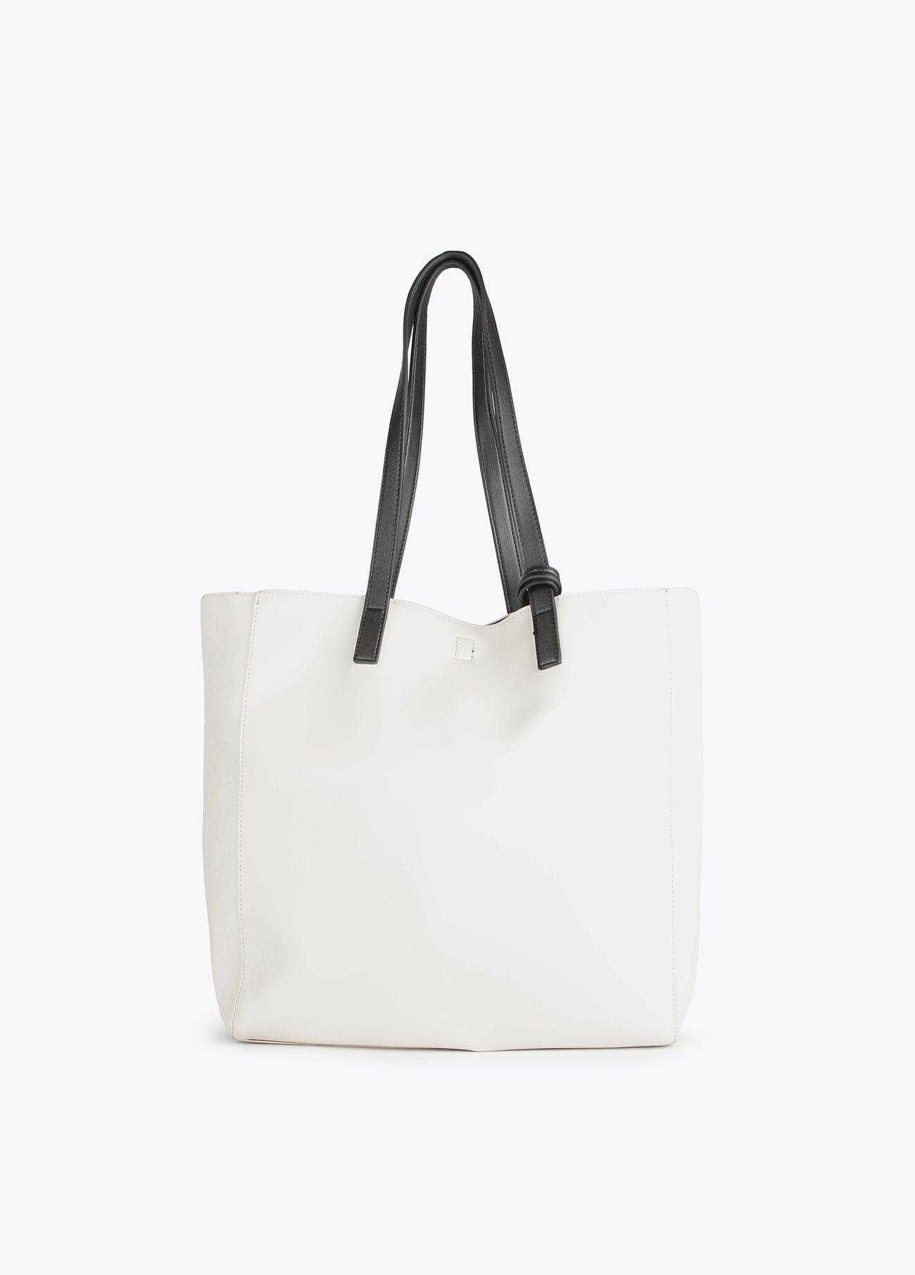 12428018-Rectangular tote bag with contrast piping-Raw