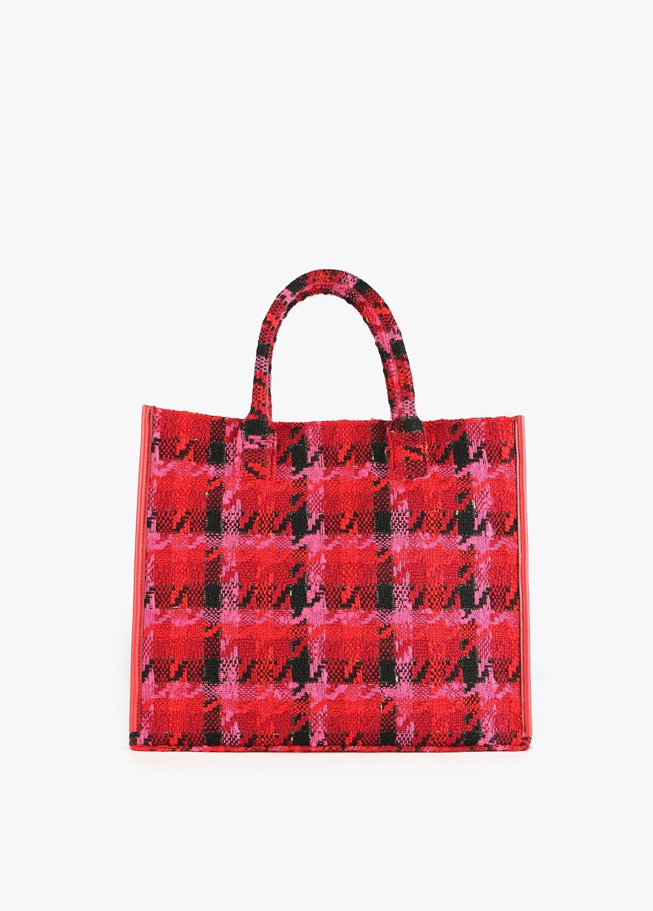 12428019-Houndstooth tote bag-Red