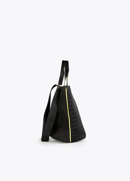 12428025-Neon logo mesh tote bag-Black