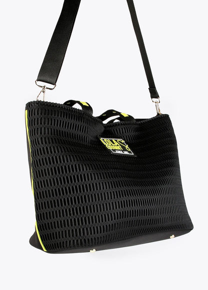 12428025-Neon logo mesh tote bag-Black