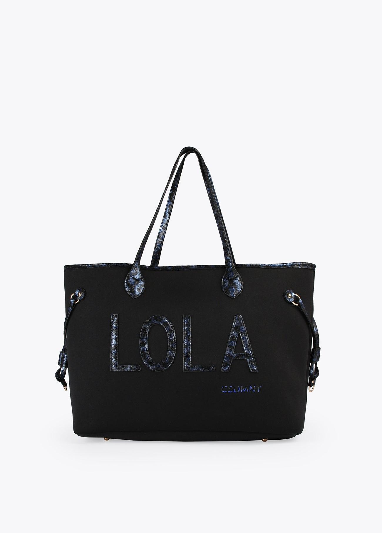 12428026-Metallic animal print tote bag-Blue