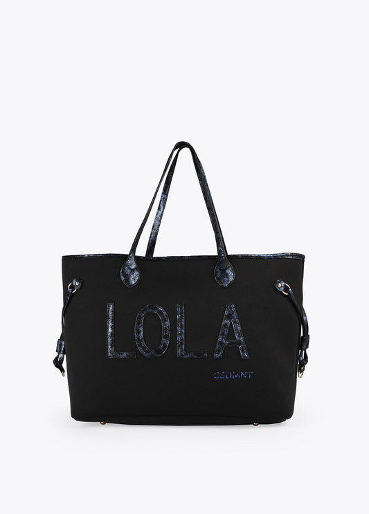 12428026-Metallic animal print tote bag-Blue