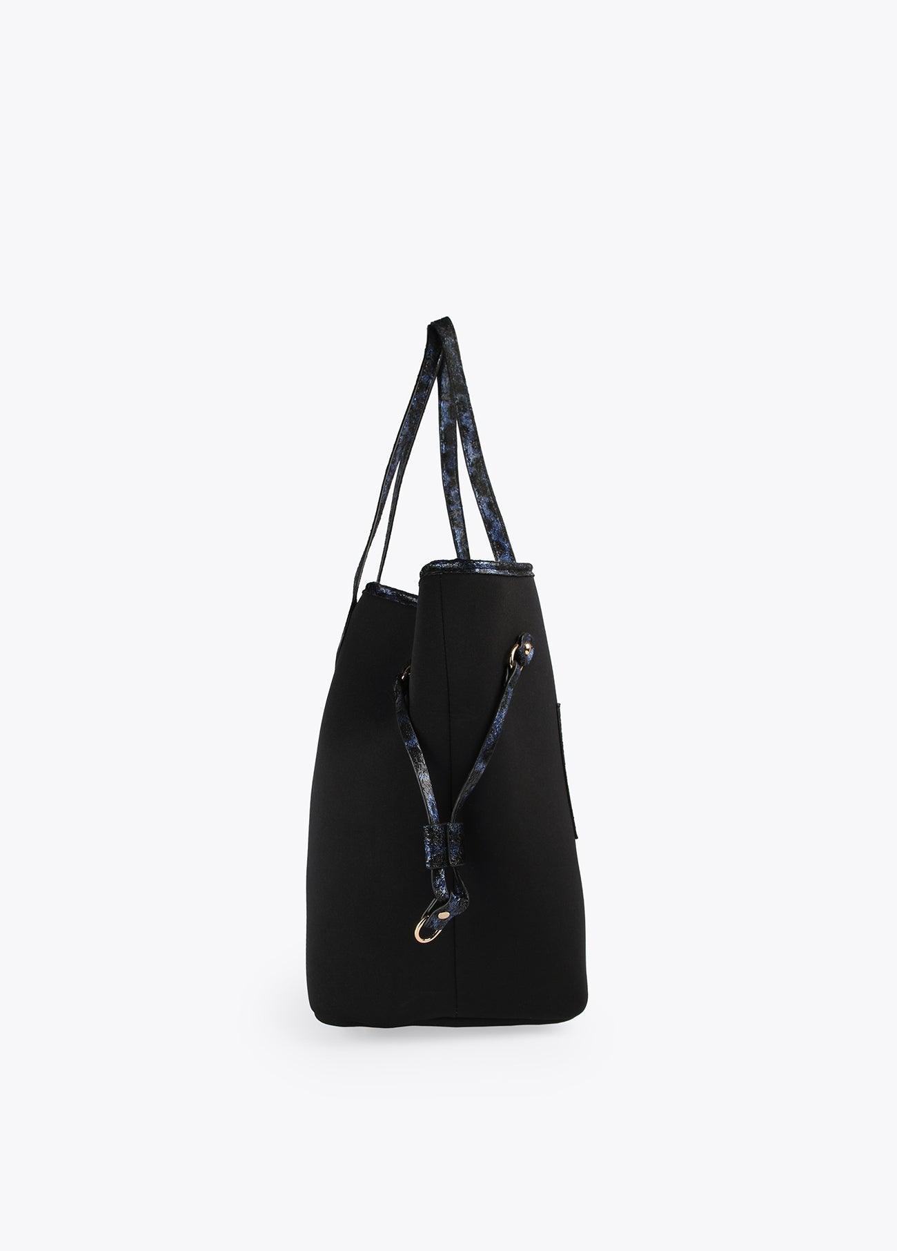 12428026-Metallic animal print tote bag-Blue