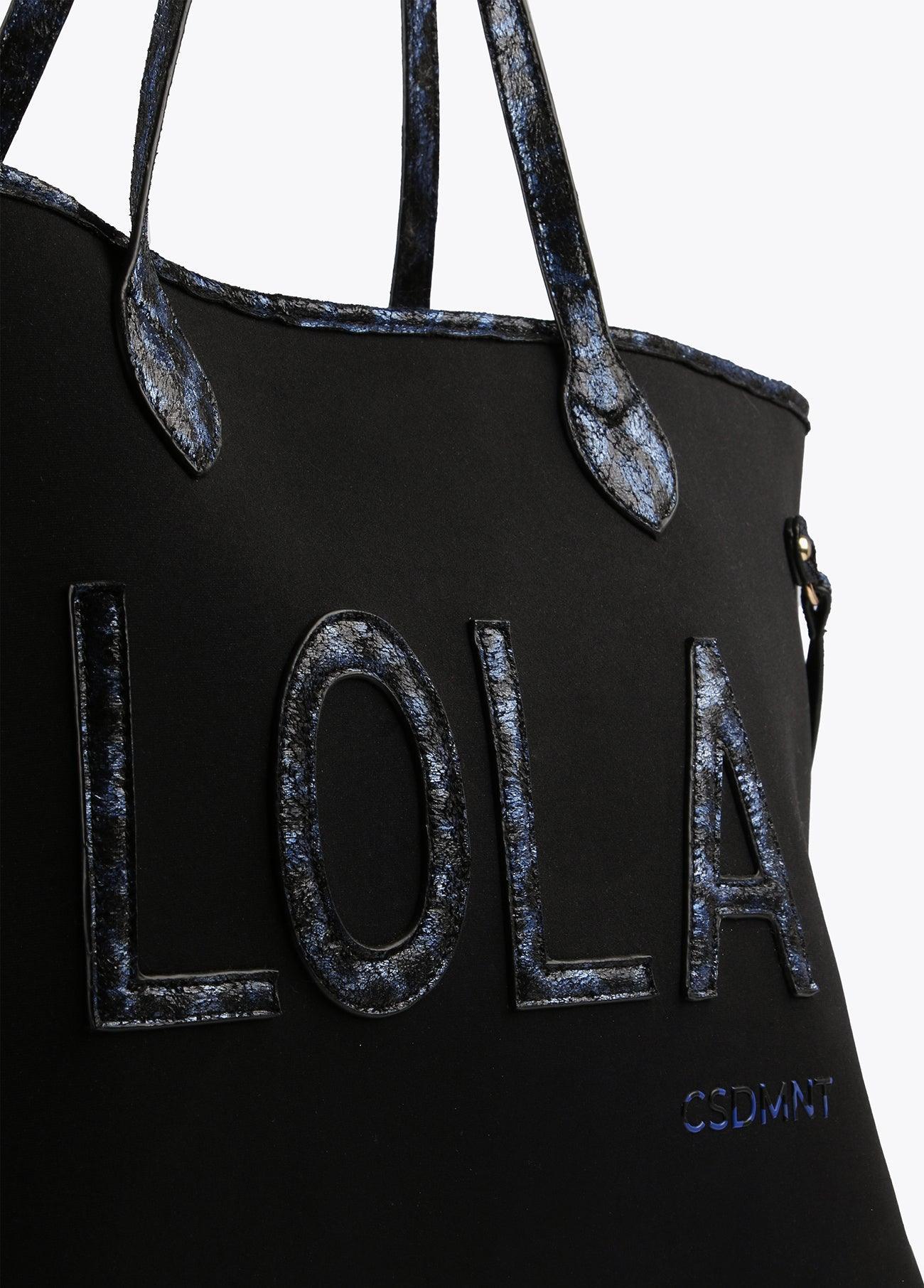 12428026-Metallic animal print tote bag-Blue