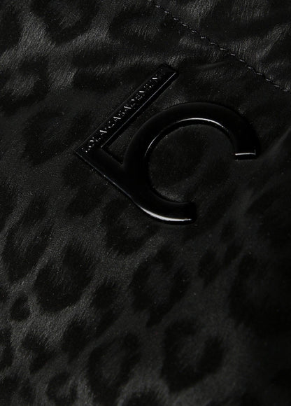 12428034-Neoprene and animal print tote bag-Black