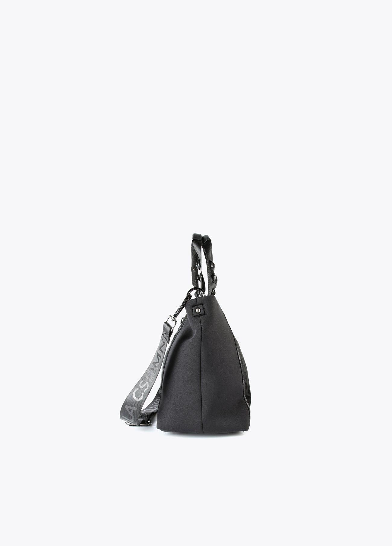 12428035-Neoprene and animal print tote bag-Black