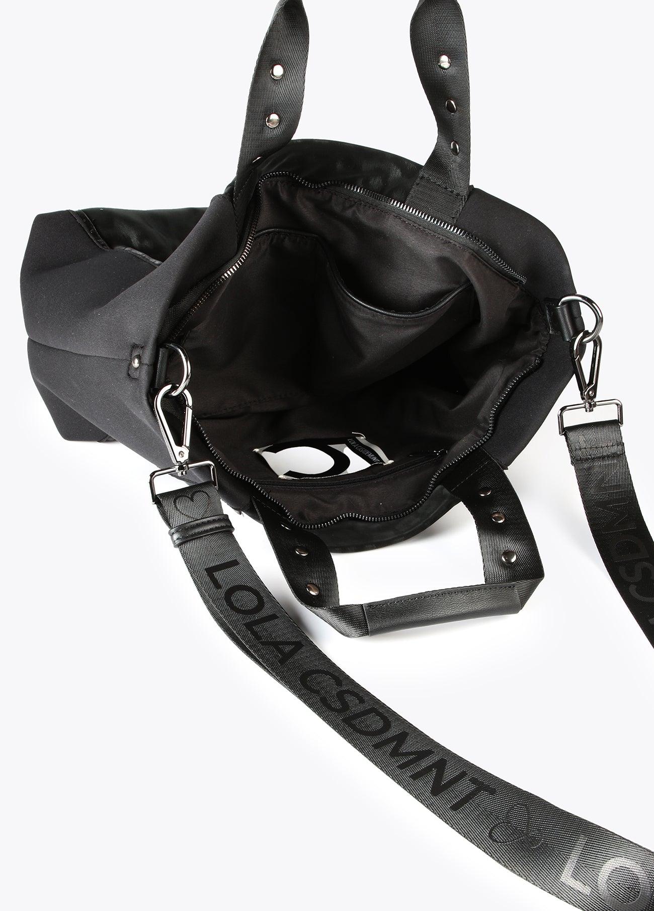 12428035-Neoprene and animal print tote bag-Black