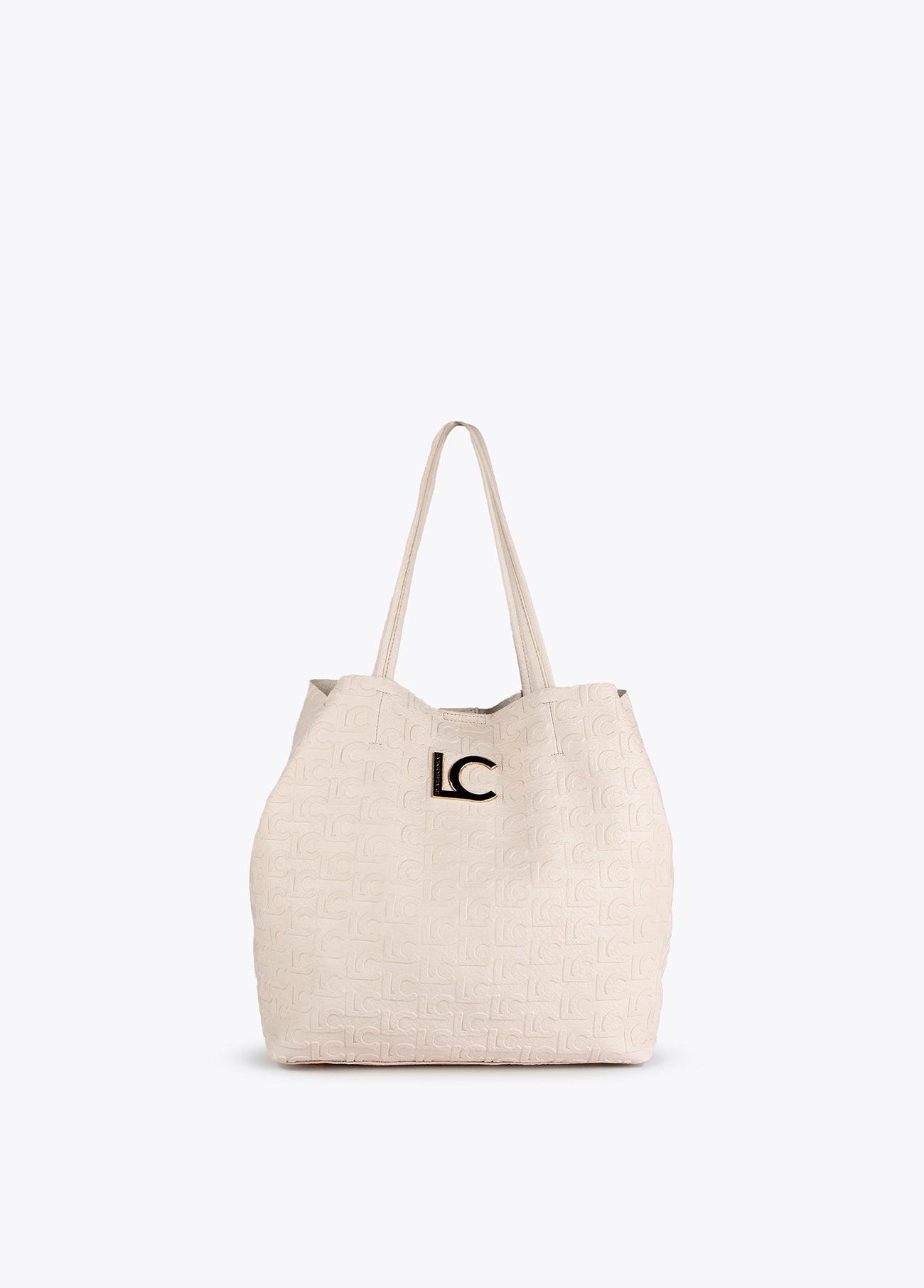 12428039-Embossed monogram tote bag-Raw